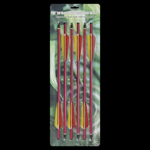 Man Kung 16 inch aluminium crossbow bolts red 6-pack (9mm)