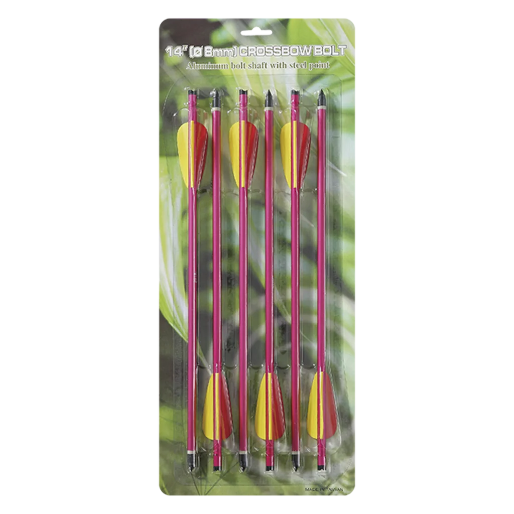 Man Kung 14 inch aluminium crossbow bolts red 6-pack (8mm)